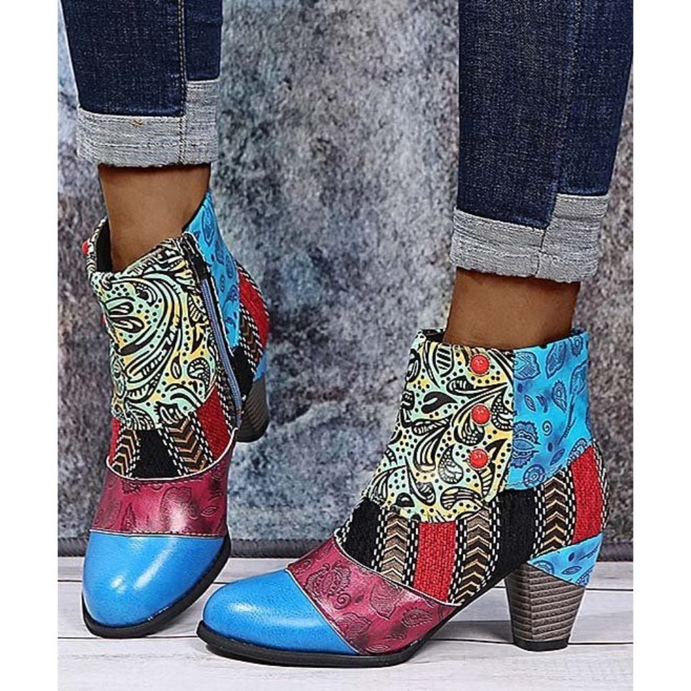 Colorful Patterned Ankle Boots - Picture 3 of 8